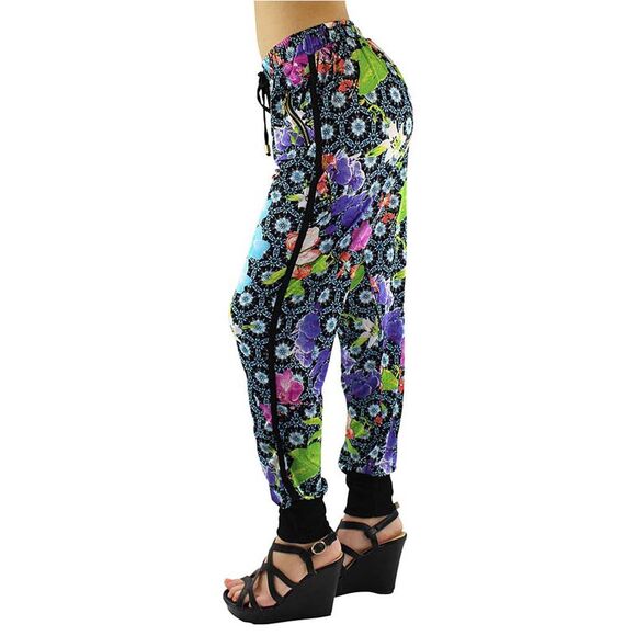 Multicolor Floral Deco Print Jogger Pants - Picture 7 of 8